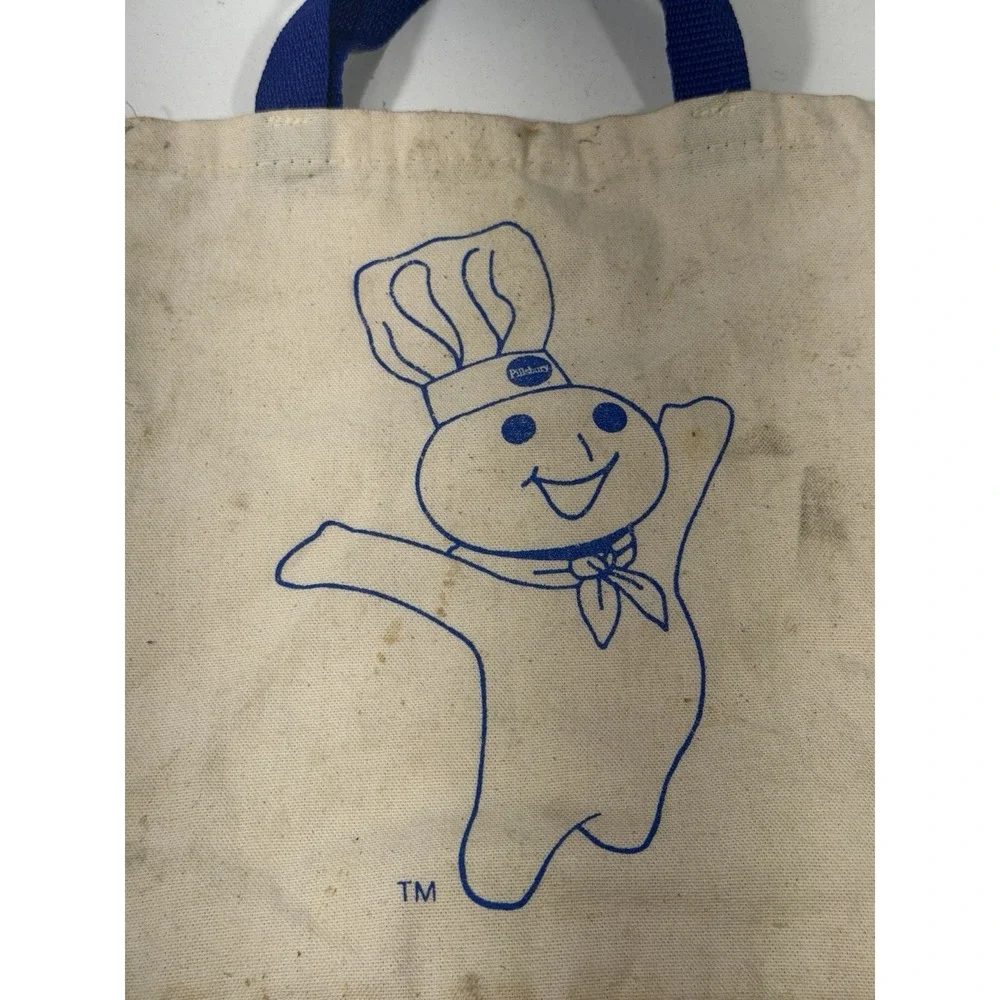 Vtg Pillsbury Doughboy Tote Bag Canvas Poppin Fresh Chef Collectable Kitchen